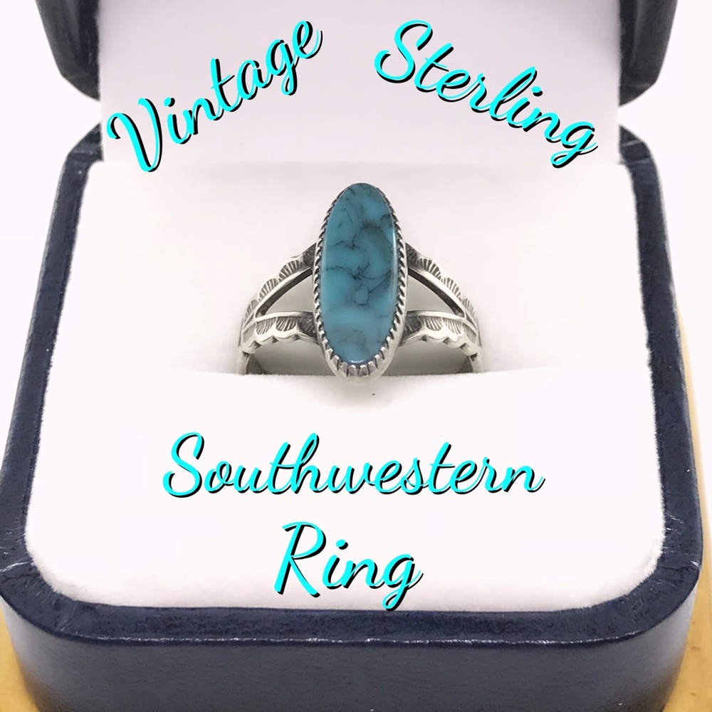 🔥SOLD 925 Vintage Turquoise Southwestern Ring